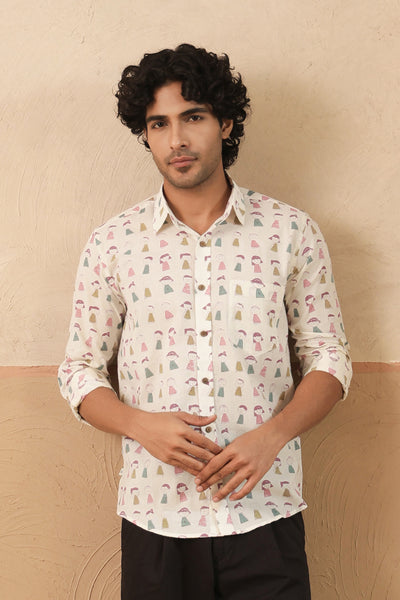 Pink Blue Doodle Full Sleeve Shirt