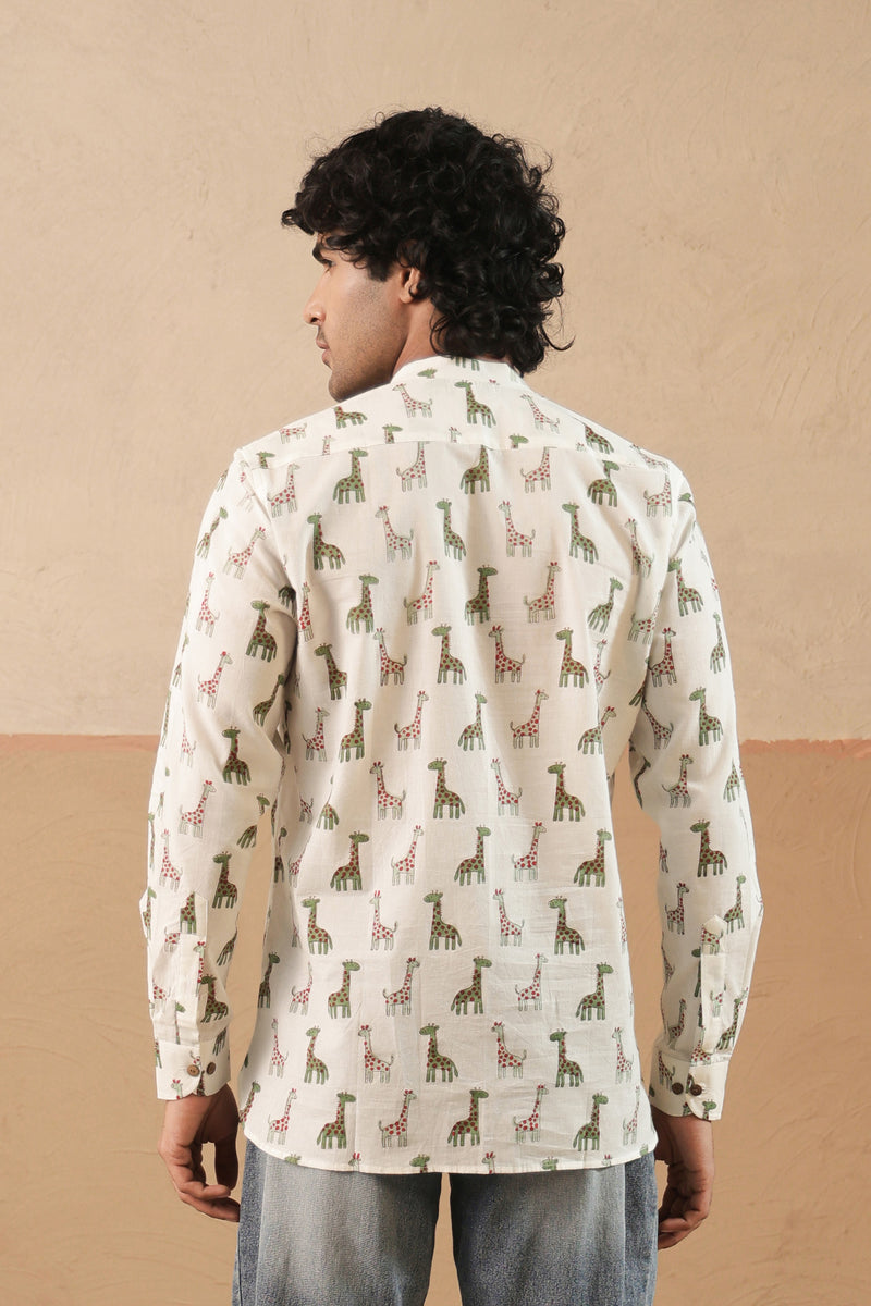 Green Multi Giraffe Short Kurta