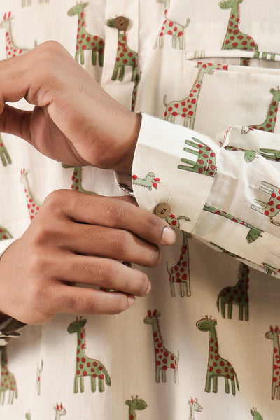 Green Multi Giraffe Short Kurta