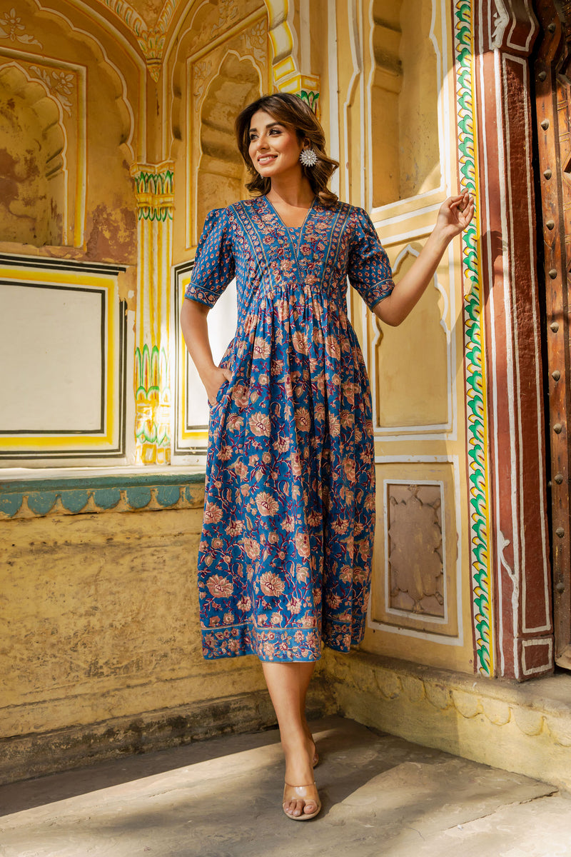 Blue Floral Multi Nyra Dress