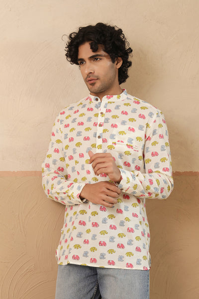 Multi Elephant Short Kurta