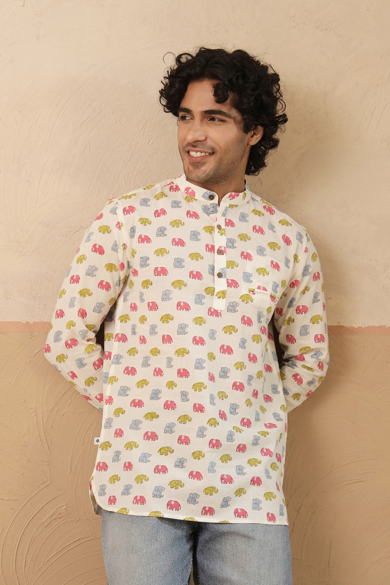 Multi Elephant Short Kurta