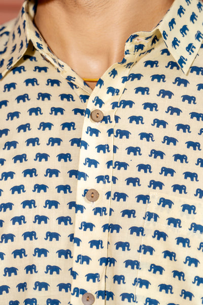 Off-White Navy Blue Elephant Shirt