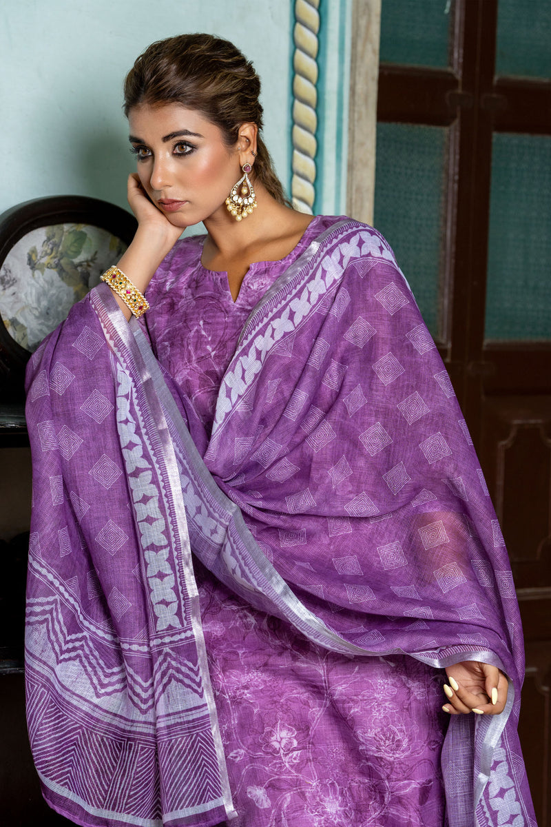 Purple Tussar Kurta Set