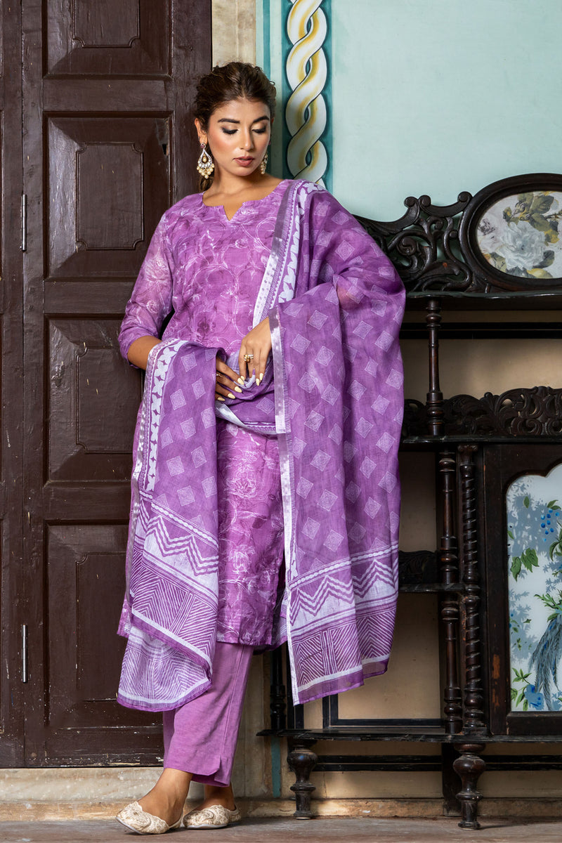 Purple Tussar Kurta Set