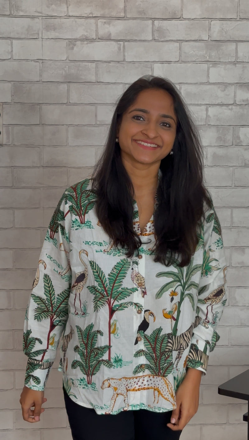 Tropical Jungle print Shirt - White