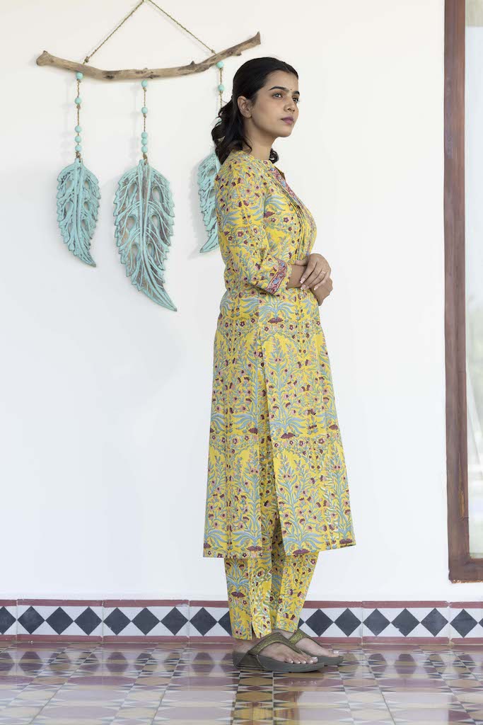 Blossom On yellow Cotton Co-Ord Set