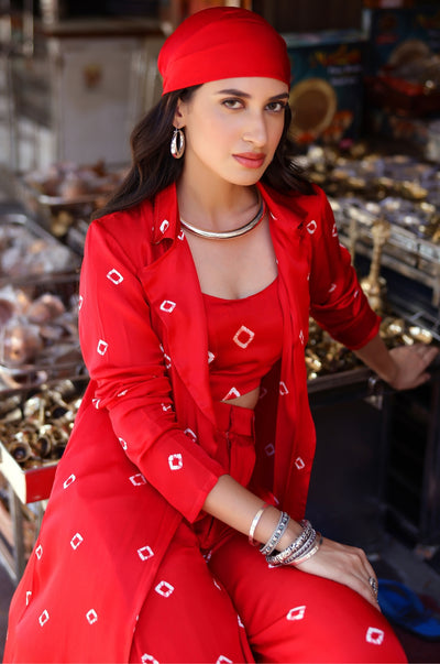 EXP - Red Bandhani Modal Satin