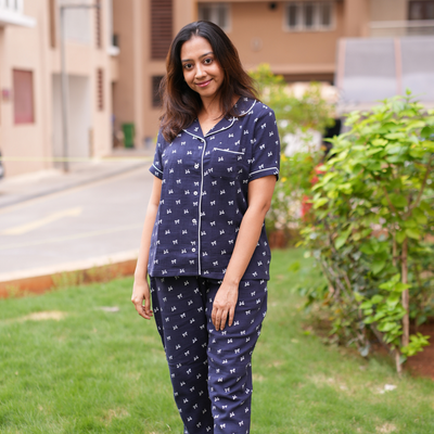 MIDNIGHT NAVY MUSLIN PYJAMAS