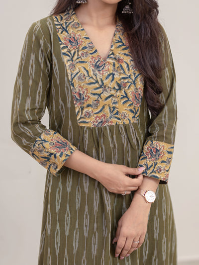 Matcha Handwoven A-Line Ikat Co-ord set