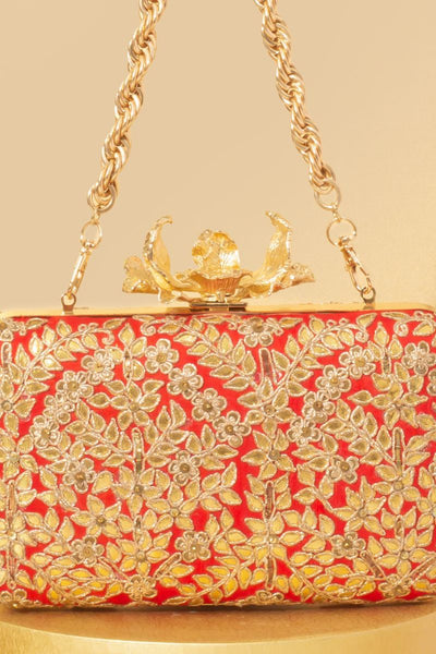 Vanya Clutch - Red & Gold