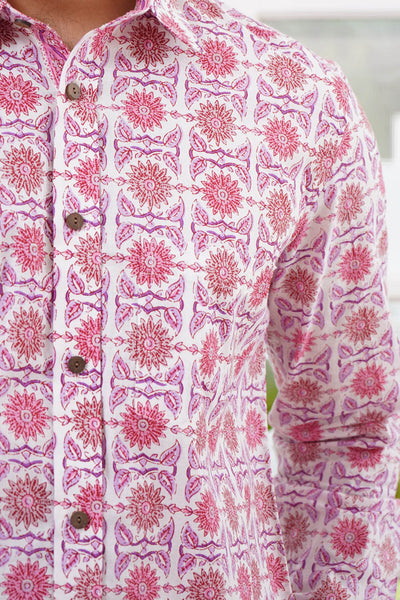 White Pink Persian Print Shirt