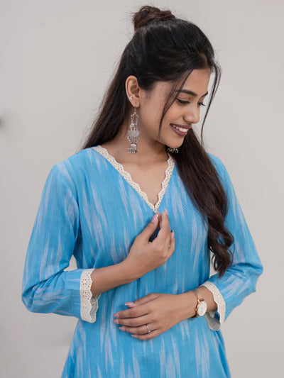 Aqua Berry Ikat A-Line Kurta