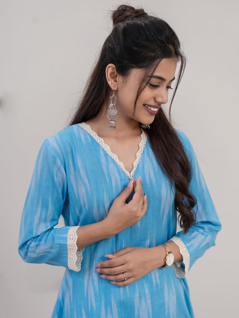 Aqua Berry Ikat A-Line Kurta
