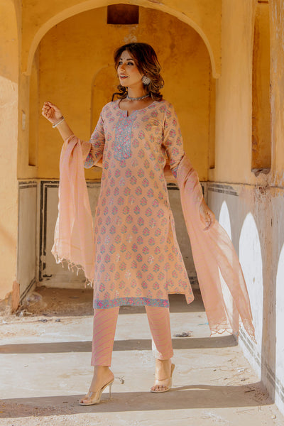 Pastel Brown Pitan Kurta Set