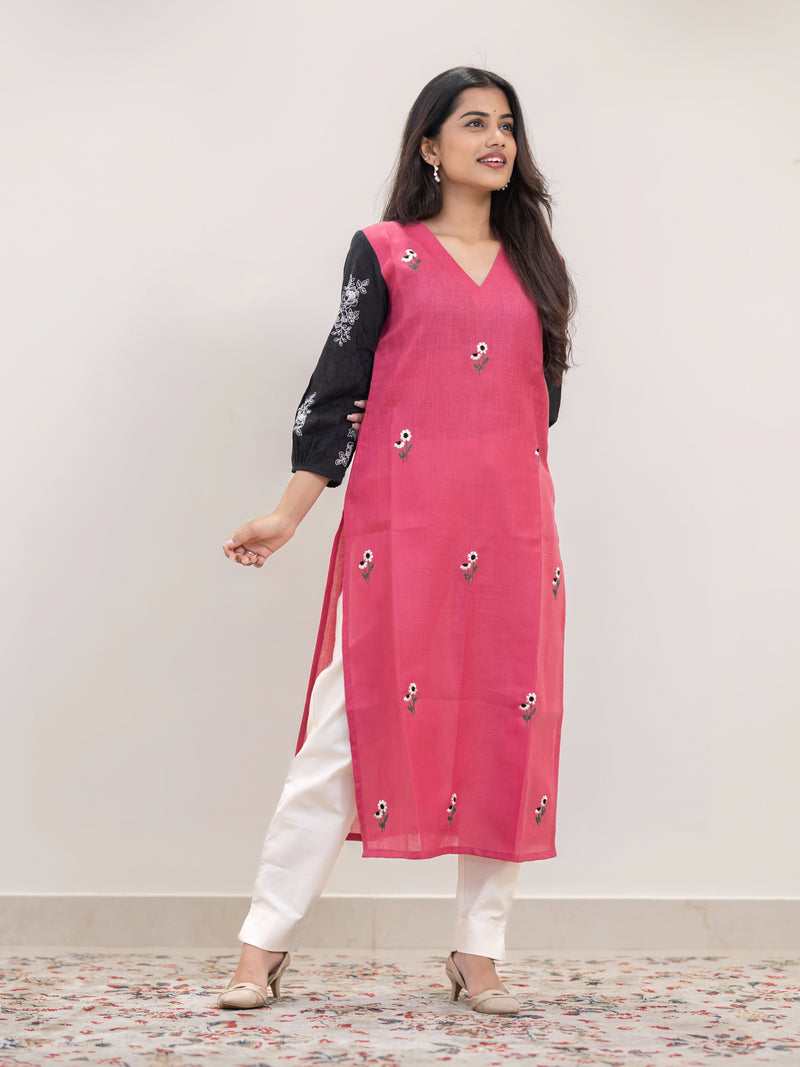 Pomegranate Pop Hand Embroidered Kurta