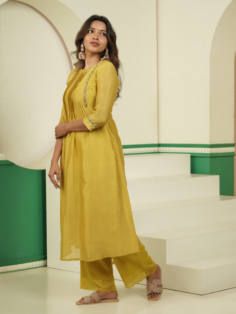 Hand Crafted Sunshine Chanderi Co-Ord Set