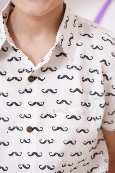Black Moustache Print Shirt