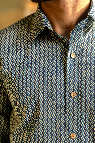 Blue Zig Zag Full Sleeve Shirt