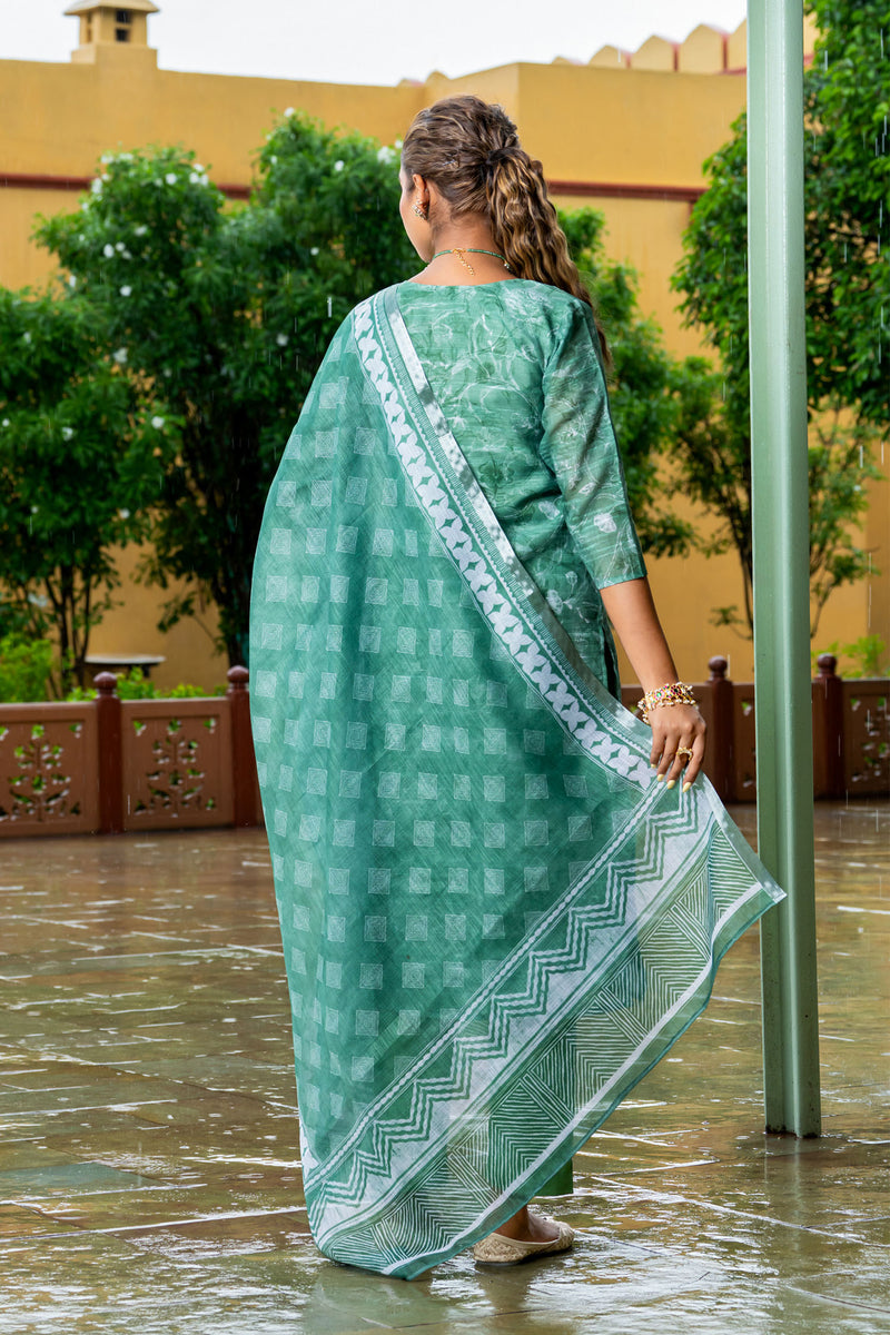 Green Tussar Kurta Set