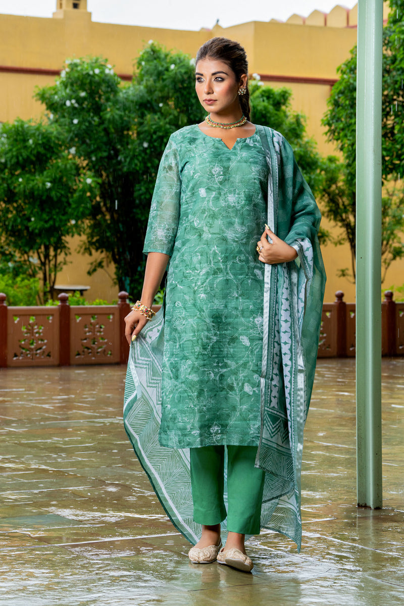 Green Tussar Kurta Set