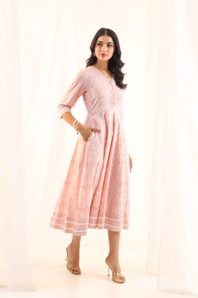 Pastel peach Kali floral dress