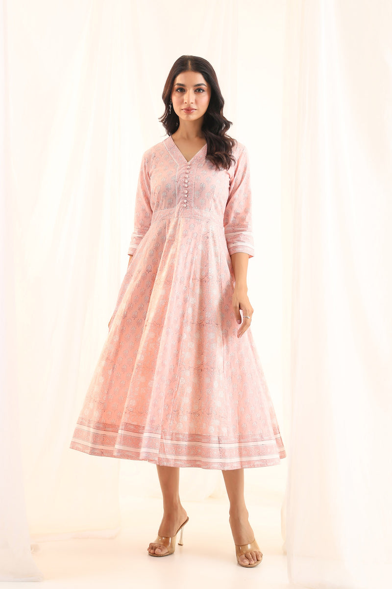 Pastel peach Kali floral dress