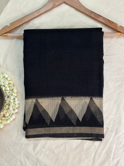 EXP - Kanmani Black checks Handblock print kota saree