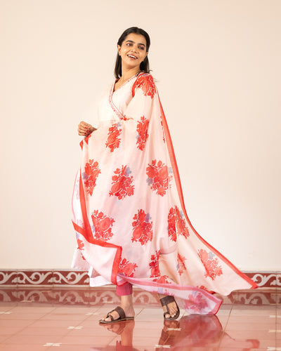 Printed Kali Kurta & Dupatta