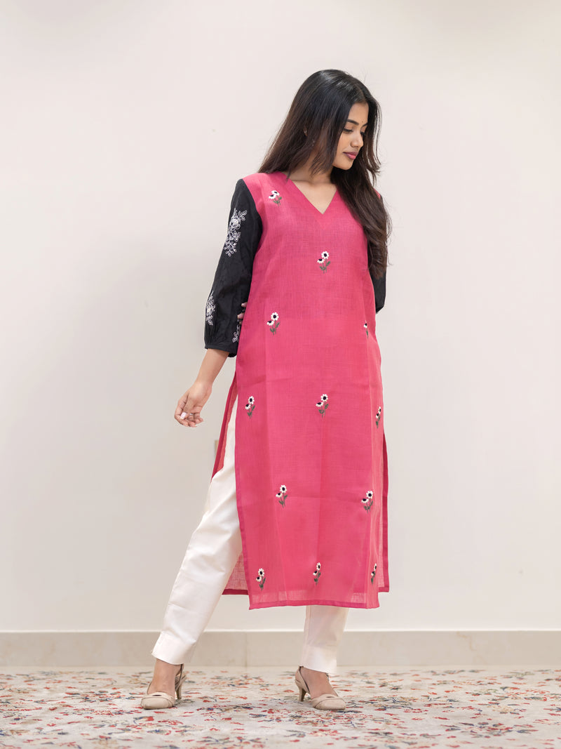 Pomegranate Pop Hand Embroidered Kurta