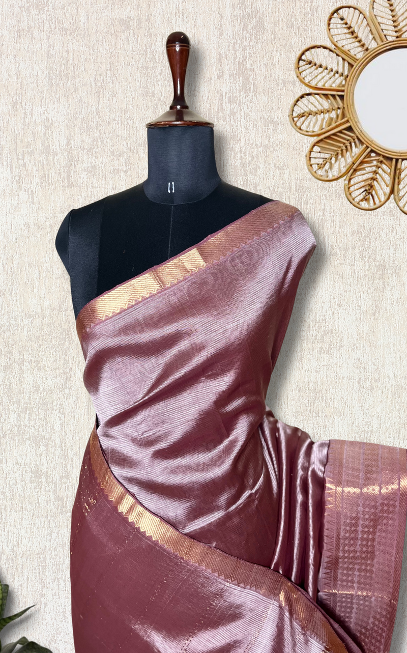 Handwoven Mangalgiri Silk Cotton Saree - Maverick + Gold