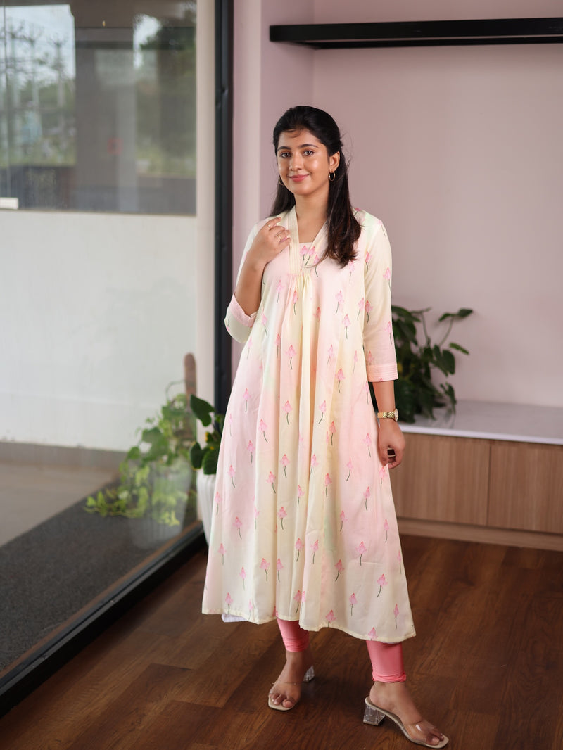 Lotus Linen Floral Kurta