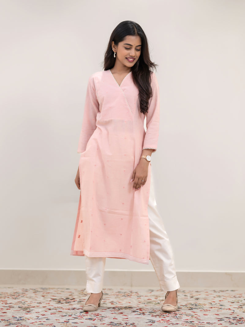 Peach Petal Handloom Kurta