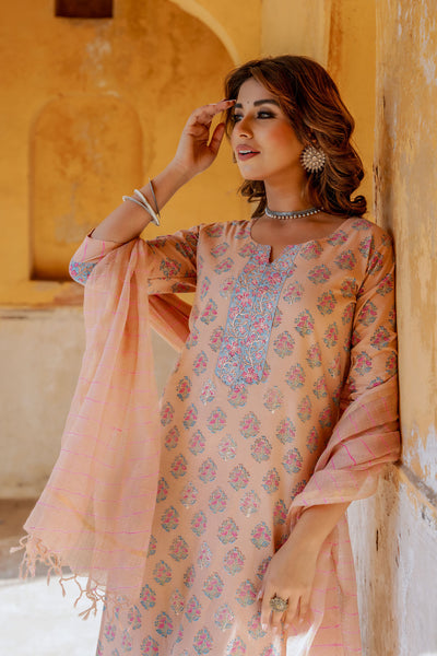 Pastel Brown Pitan Kurta Set