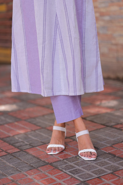 Lavender Breeze Handloom A-Line Kurta Set