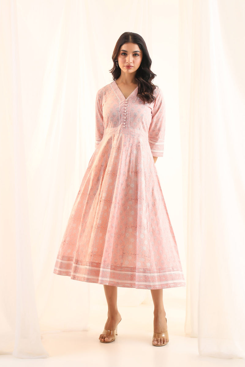 Pastel peach Kali floral dress
