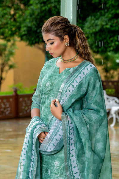 Green Tussar Kurta Set