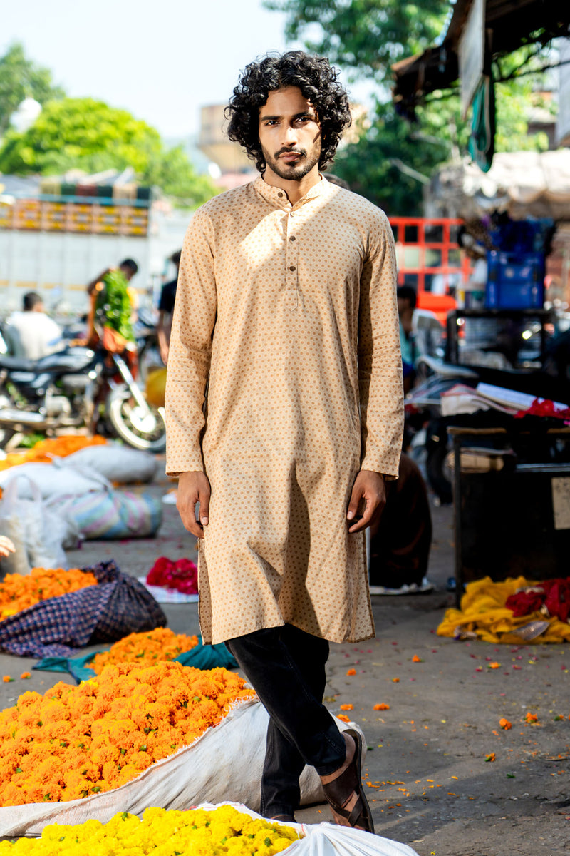 Pastel Brown Honey Comb Kurta