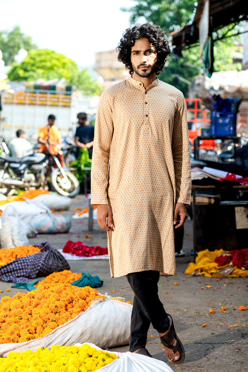 Pastel Brown Honey Comb Kurta