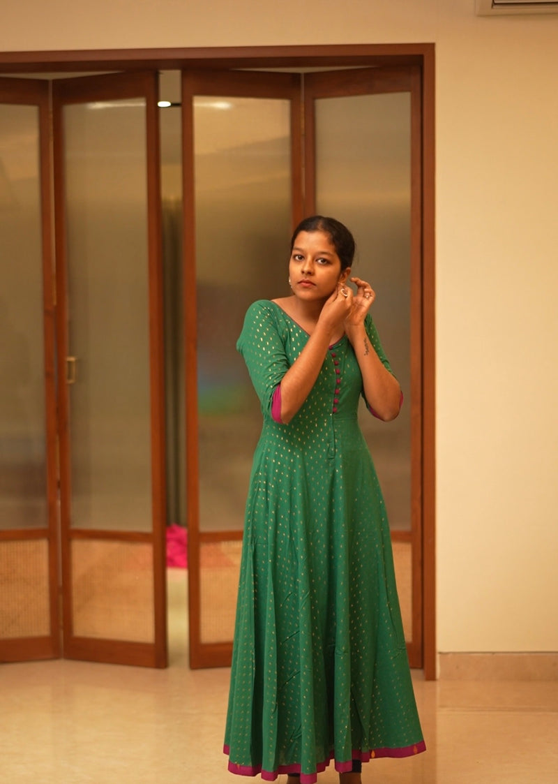 Mrida Green Fit & Flare Maxi Dress