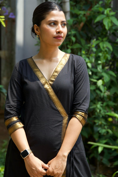 EXP - Sahana Black Mangalagiri Kurta Set