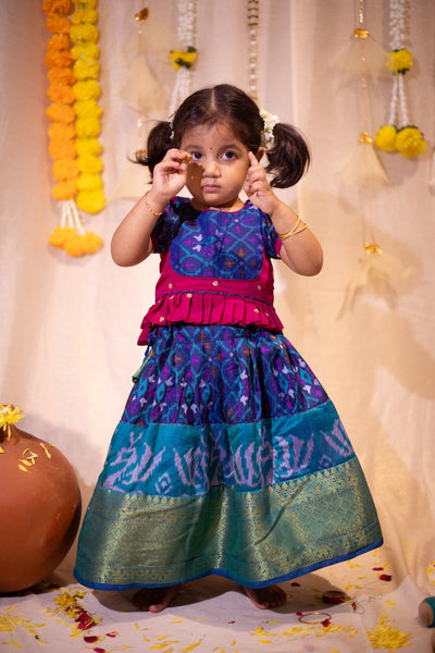 Bhumika Blue with Magenta Mini