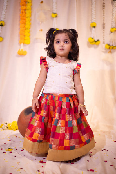 EXP - Vamsi White Top with Multicolor Skirt Mini
