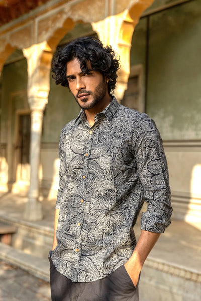 Black Floral Full Sleeve Shirt