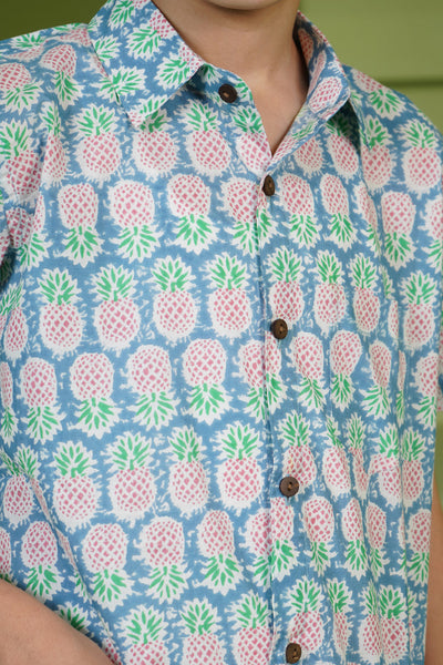 Blue Pineapple Shirt - Mini