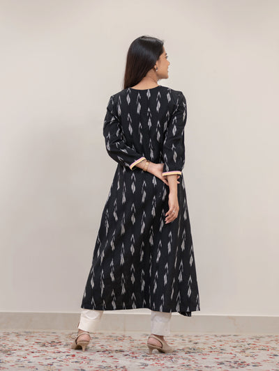 Black Sesame Ikat Handwoven A-Line Kurta