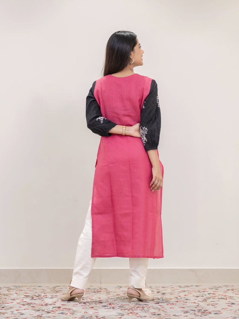 Pomegranate Pop Hand Embroidered Kurta