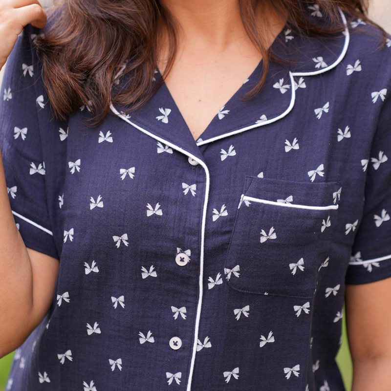 MIDNIGHT NAVY MUSLIN PYJAMAS