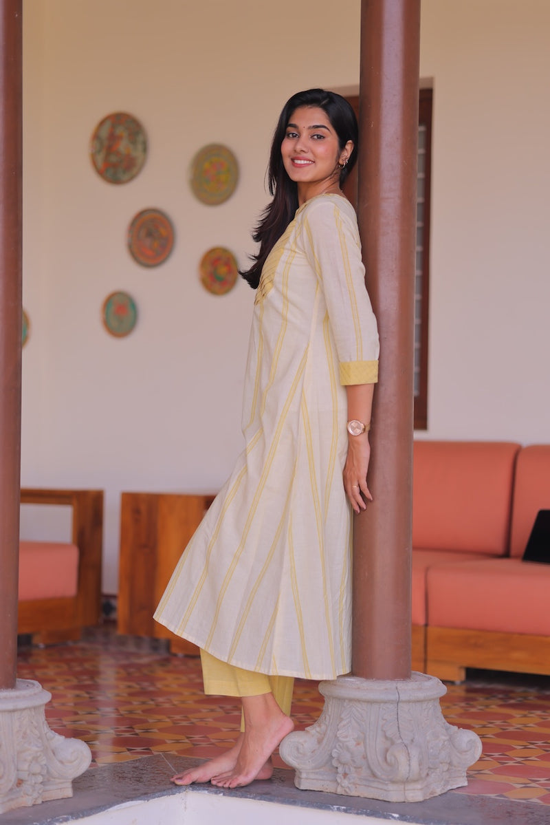 Sunbeam Stripes Handllom A-Line Kurta Set