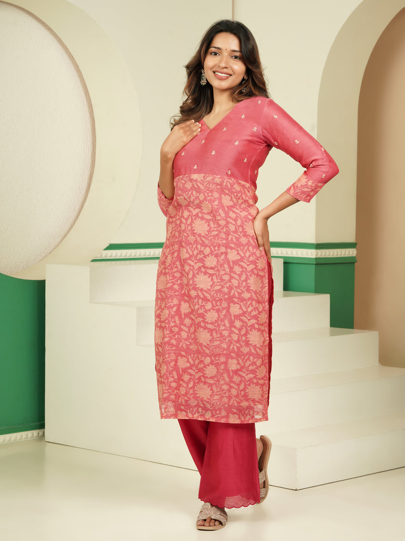 Hand Embroidered & Printed Kurta